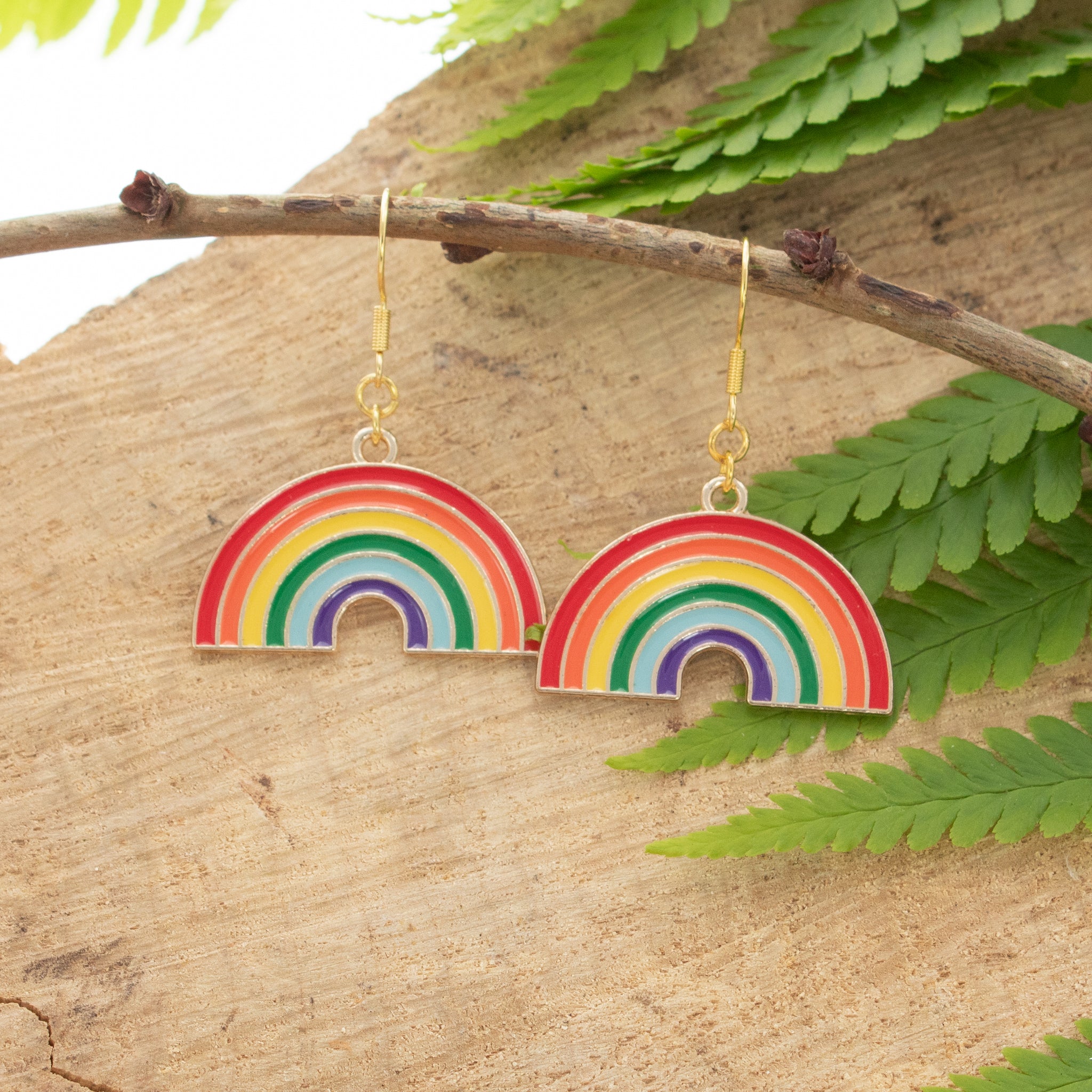 Rainbow Moonstone Stud Earrings | Made in Earth US